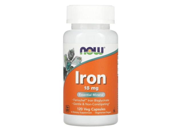 Железо NOW Foods 18 мг, 120 растительных капсул nature s way железо 18 мг 100 капсул