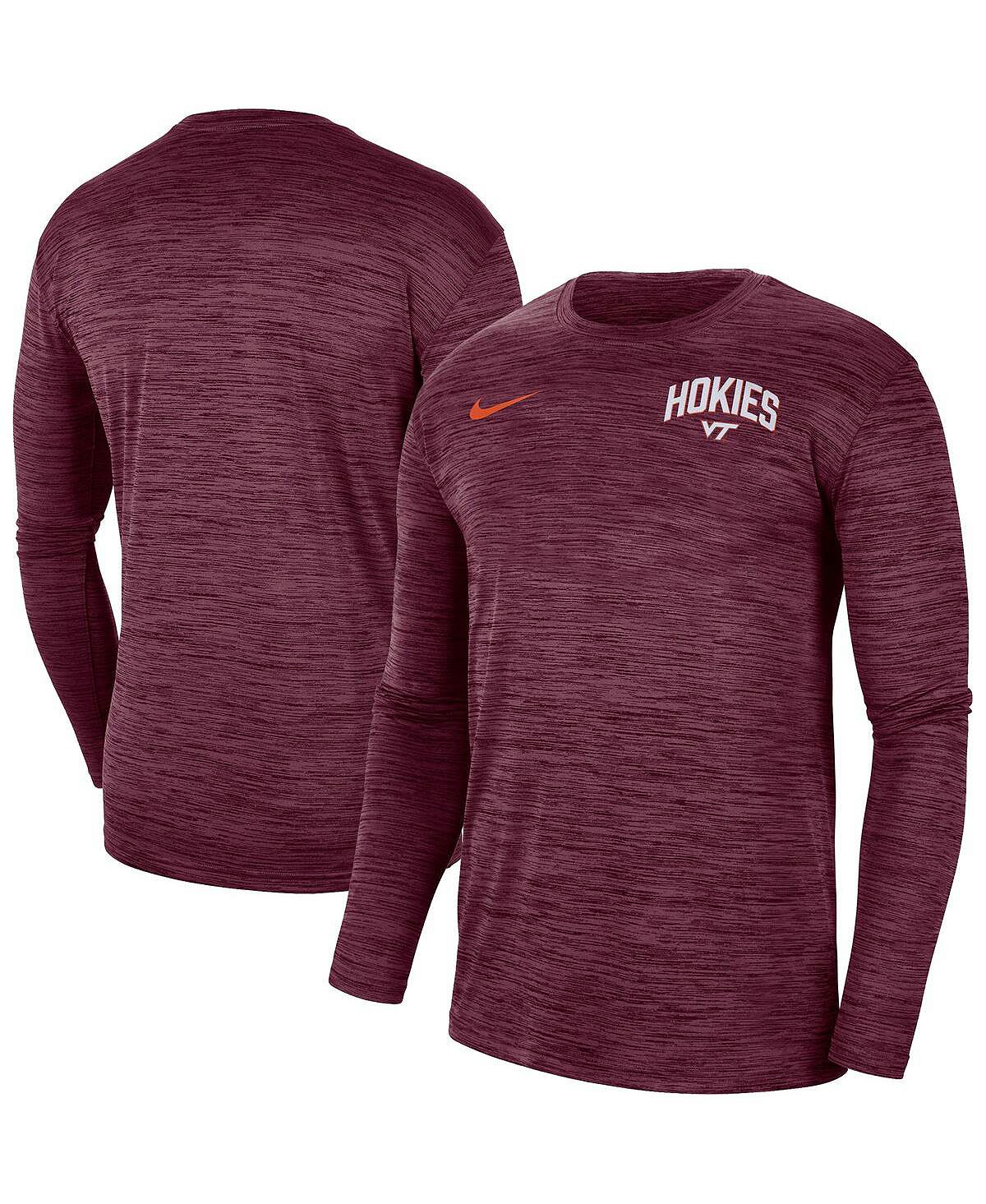 Мужская футболка с длинным рукавом maroon virginia tech hokies 2022 sideline game day velocity performance Nike