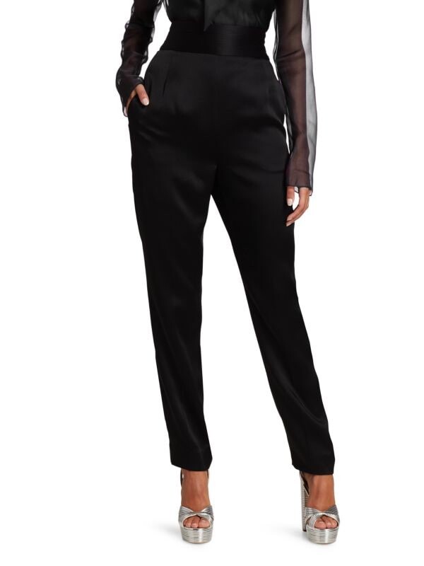 

Брюки из креп-атласа с высокой талией Jason Wu Collection Black