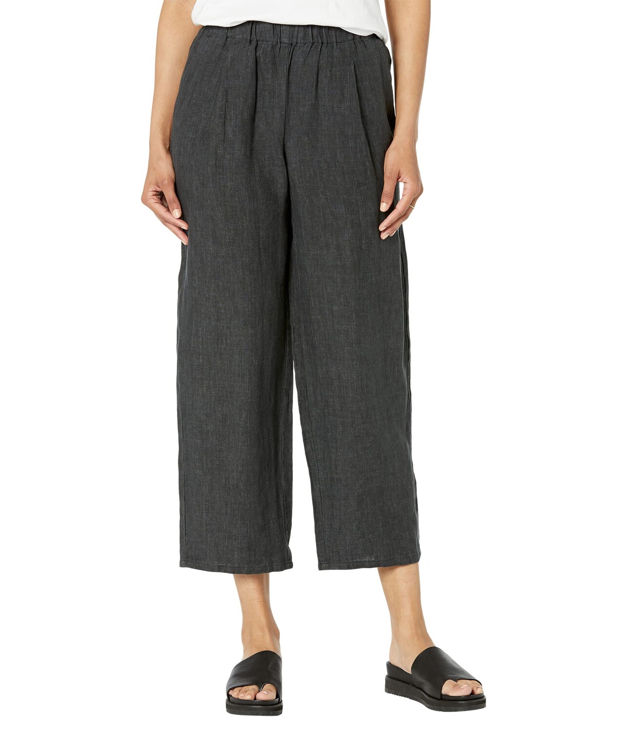 

Брюки Eileen Fisher, Straight Leg Ankle Pleated Pants in Washed Organic Linen Delave