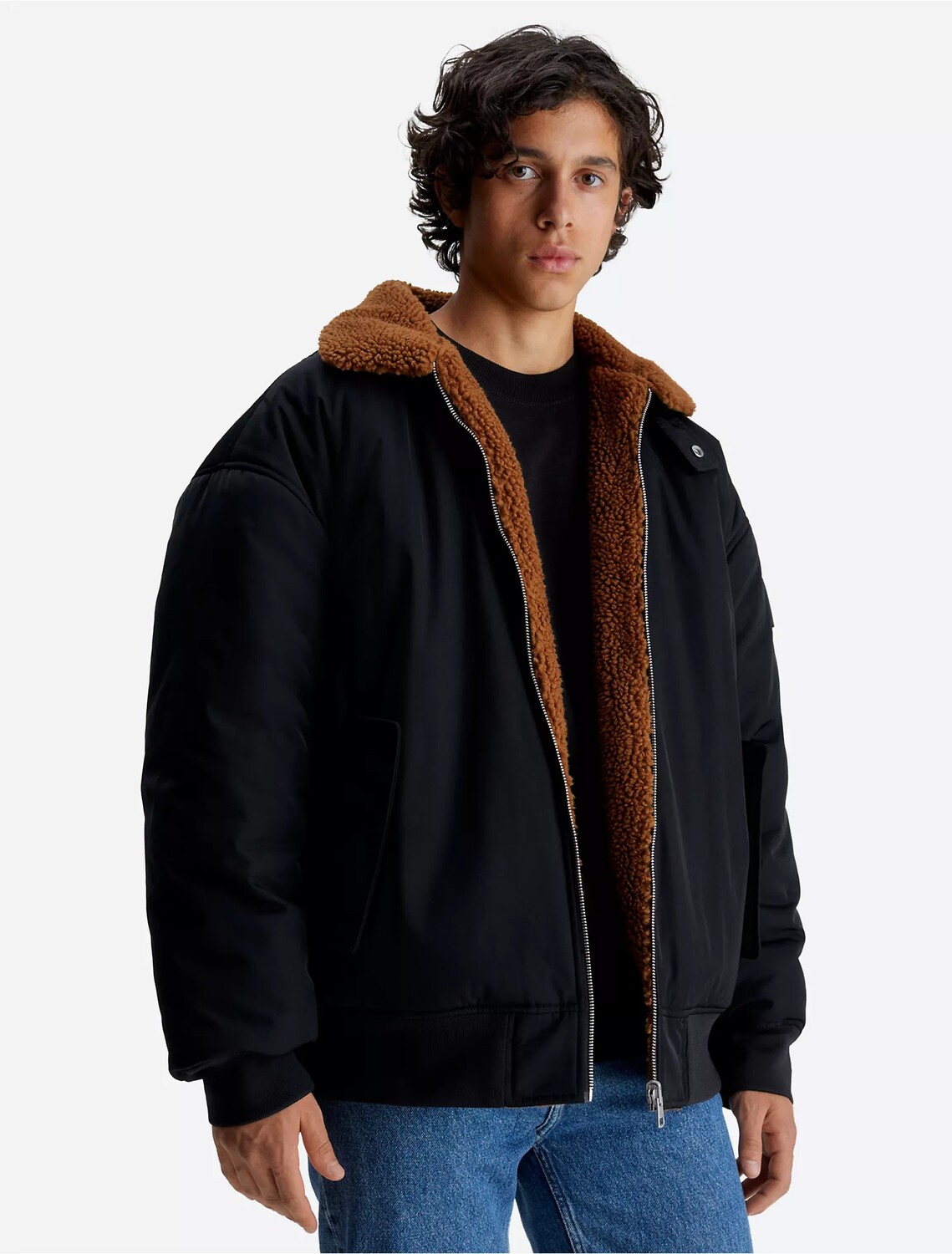 

Куртка Calvin Klein Reversible Sherpa Bomber, черный