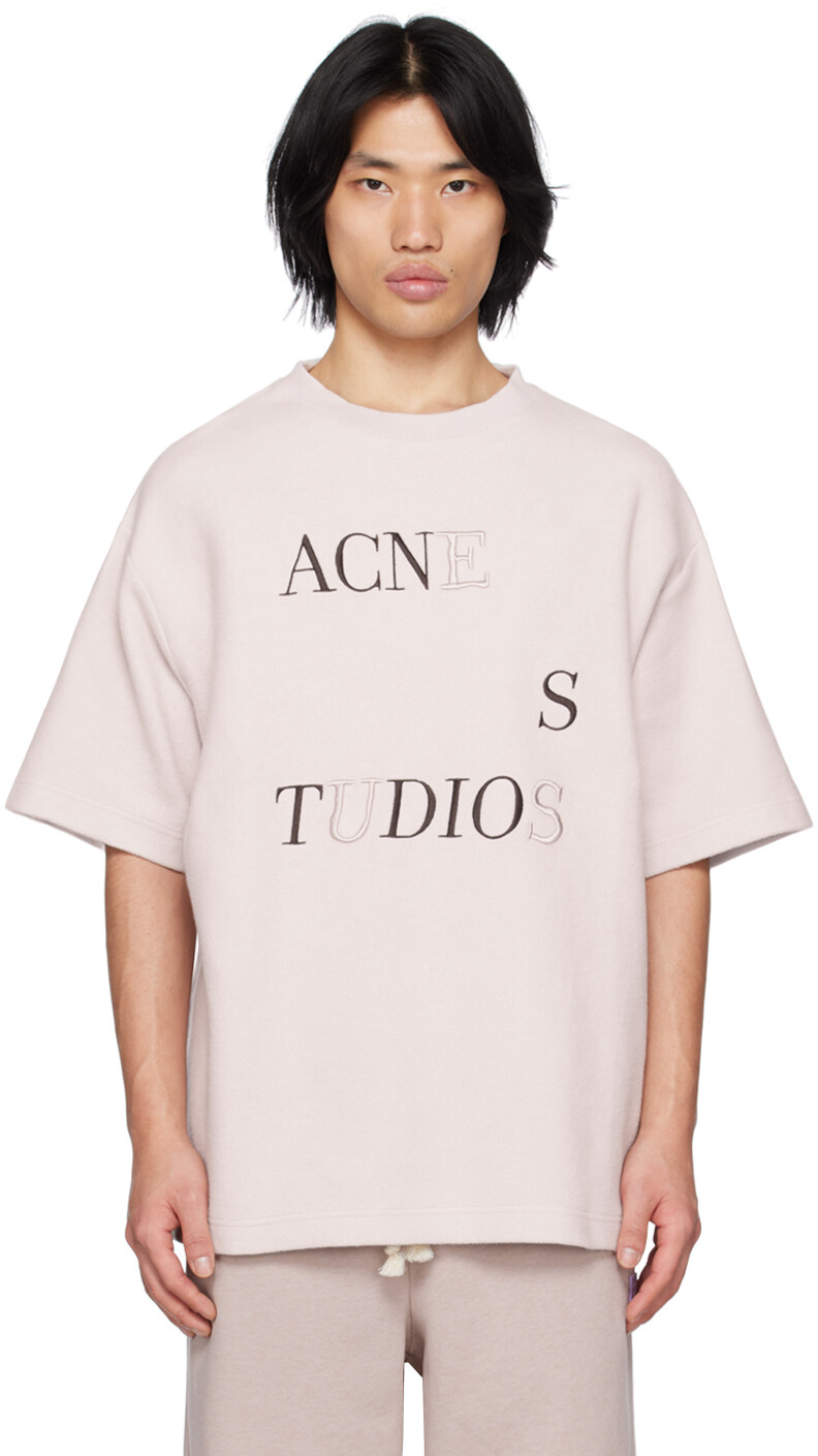 

Фиолетовая футболка с вышивкой Acne Studios, Фиолетовый