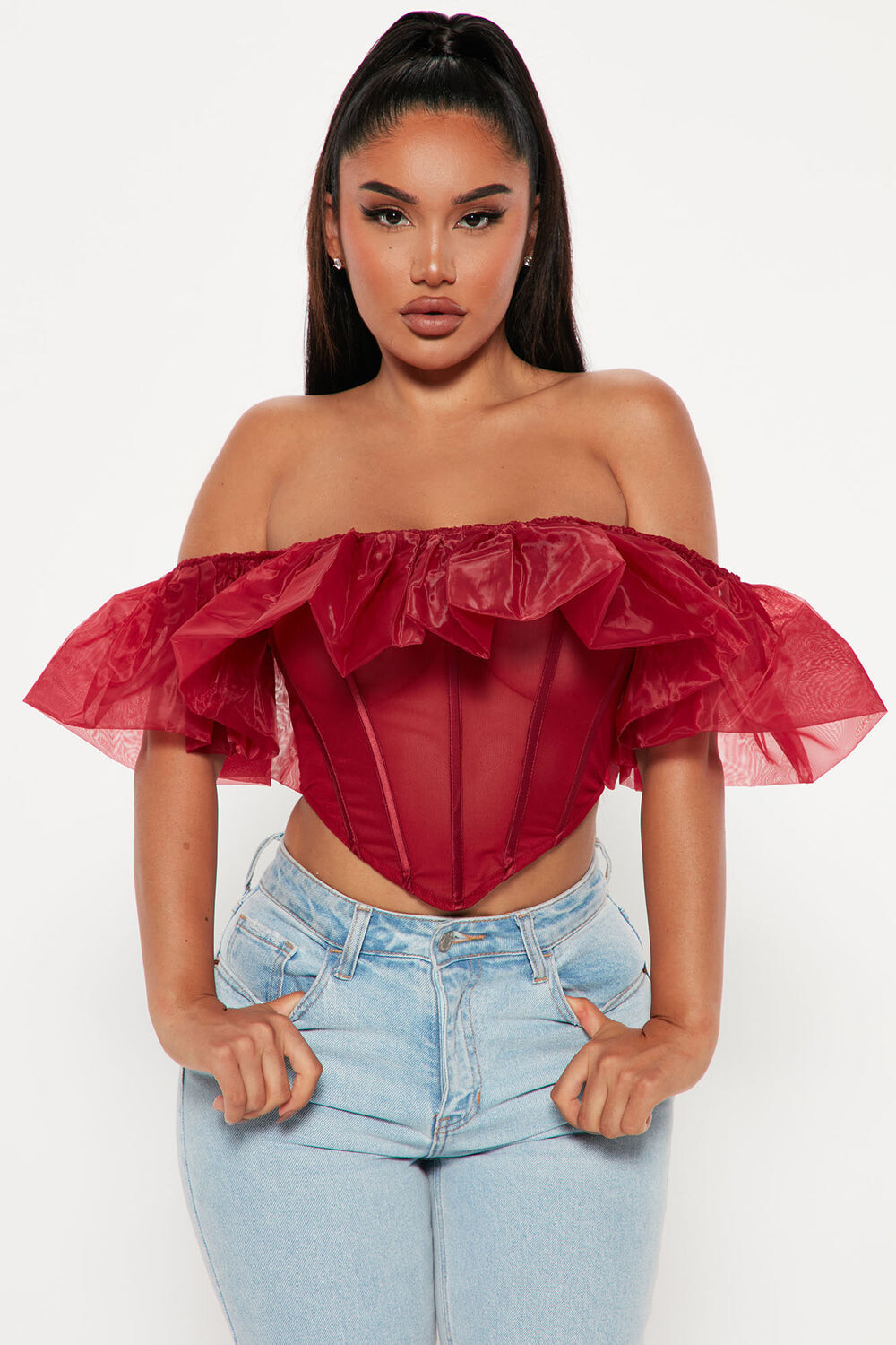 

Топ Fashion Nova T16189CPD, бордовый