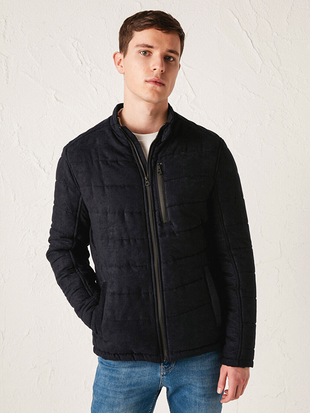 

Замшевое мужское пальто Slim Fit с воротником-стойкой LCW Casual