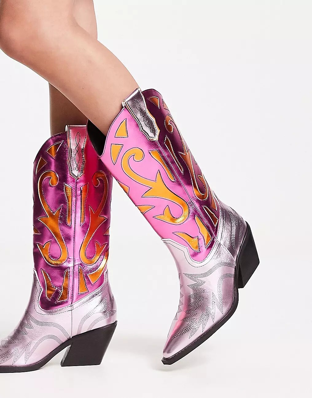 

Сапоги Asos Design Cupid Contrast Western, розовый/оранжевый