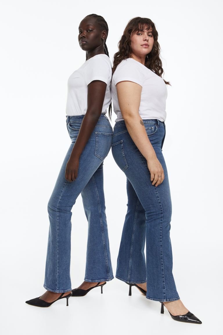 Высокие джинсы Bootcut H&M, синий деним джинсы h