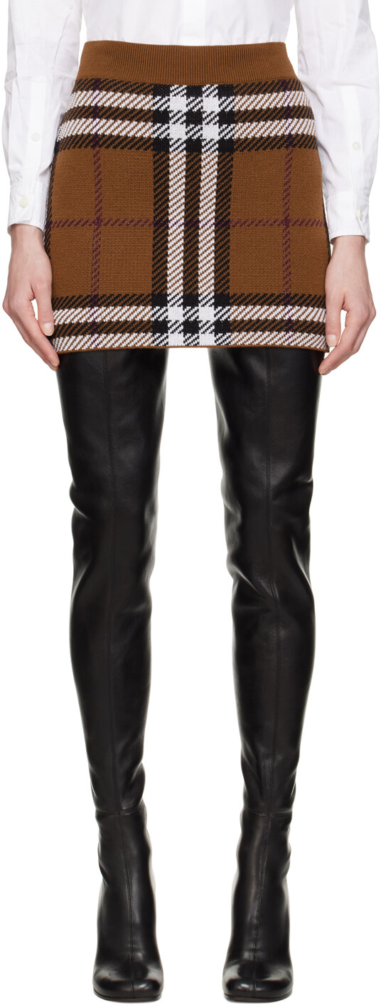

Коричневая мини-юбка в винтажную клетку Burberry