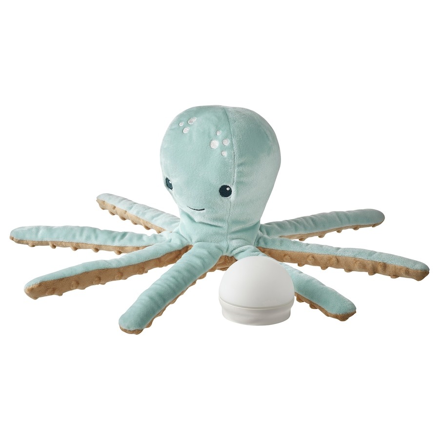 Мягкая игрушка со светодиодным ночником Ikea Blavingad Octopus, бирюзовый цена и фото