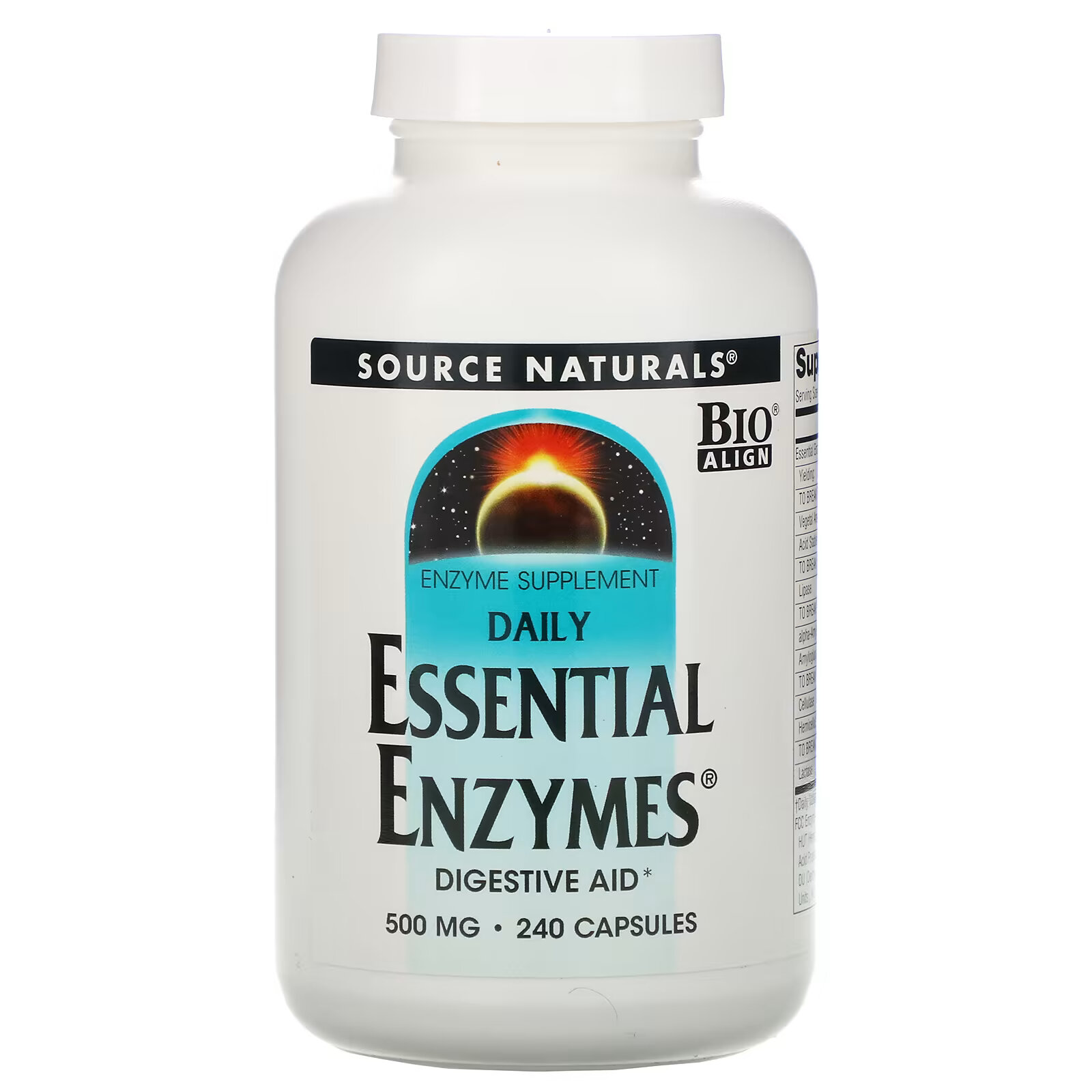 Source Naturals, Daily Essential Enzymes, добавка с незаменимыми ферментами для ежедневного использования, 500 мг, 240 капсул пищеварительные ферменты daily essential enzymes 500 мг 360 капсул source naturals