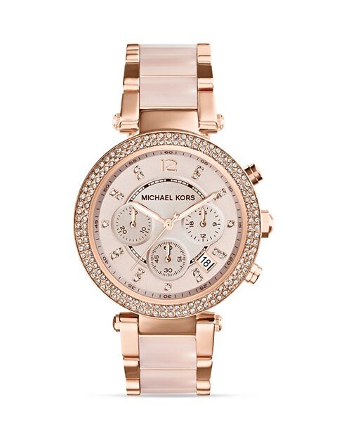 

Часы Parker Glitz с румяным ацетатом и розовым золотом, 39 мм Michael Kors, цвет Pink