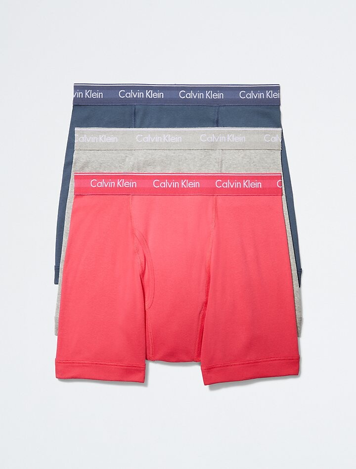 

Хлопковые классические трусы-боксеры из 3 пар Calvin Klein, серый