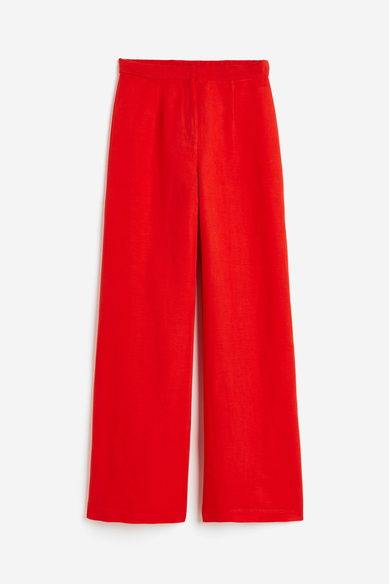цена Брюки H&M Wide-leg Linen-blend, красный