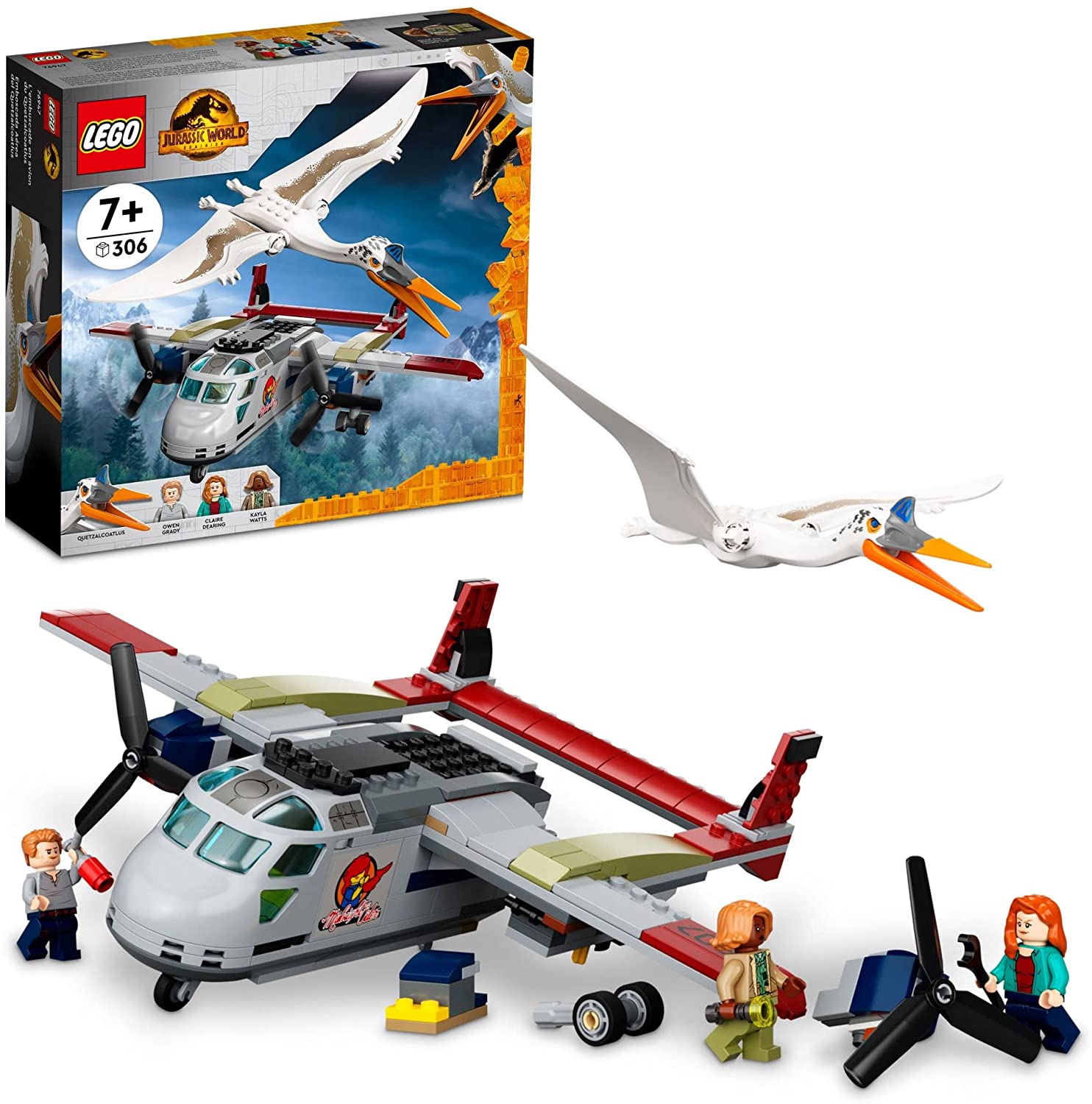 цена Конструктор LEGO Jurassic World Quetzalcoatlus Plane Ambush 76947, 306 деталей