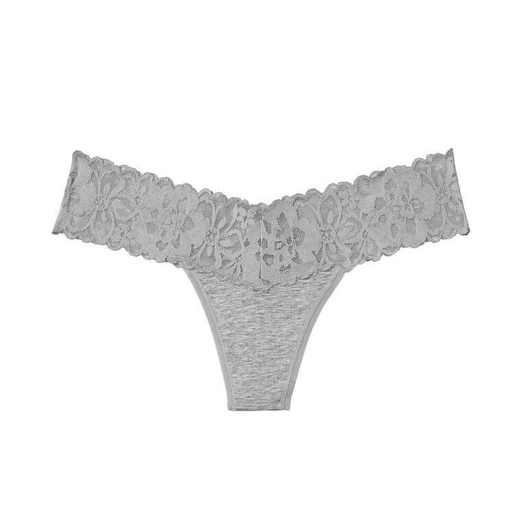 

Трусики-стринги Victoria's Secret Lace Waist Cotton, серый