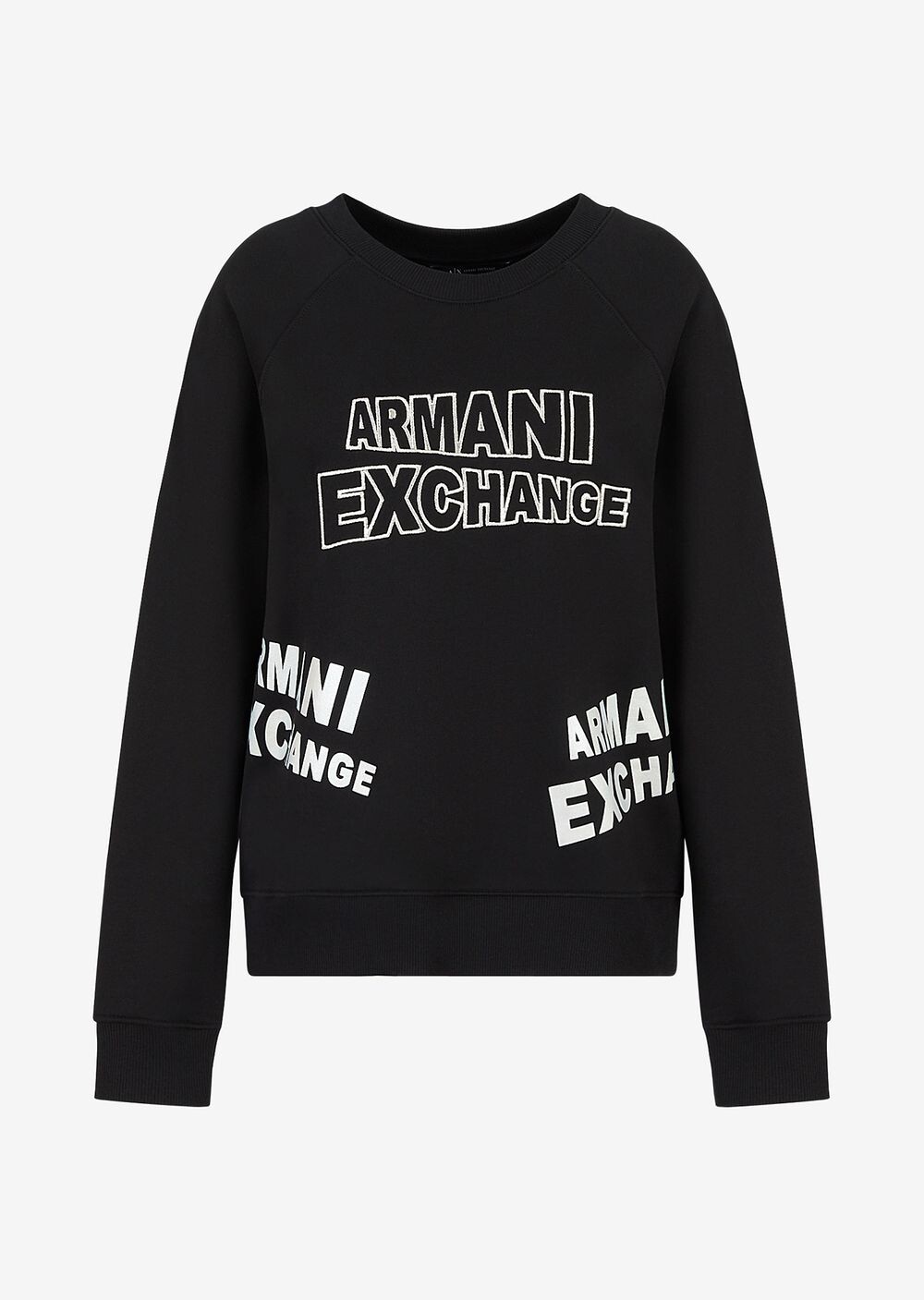 

Толстовка из органического хлопка с круглым вырезом из ткани френч терри Armani Exchange, черный