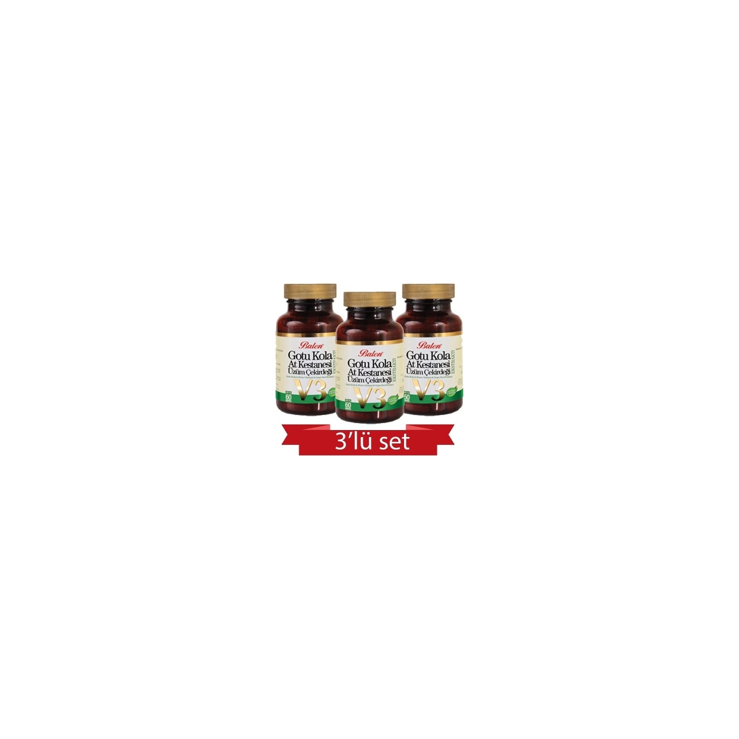Активная добавка Balen Gotu Kola-Horse Chestnut-Grape Seed, 355 мг, 60 капсул, 3 штуки