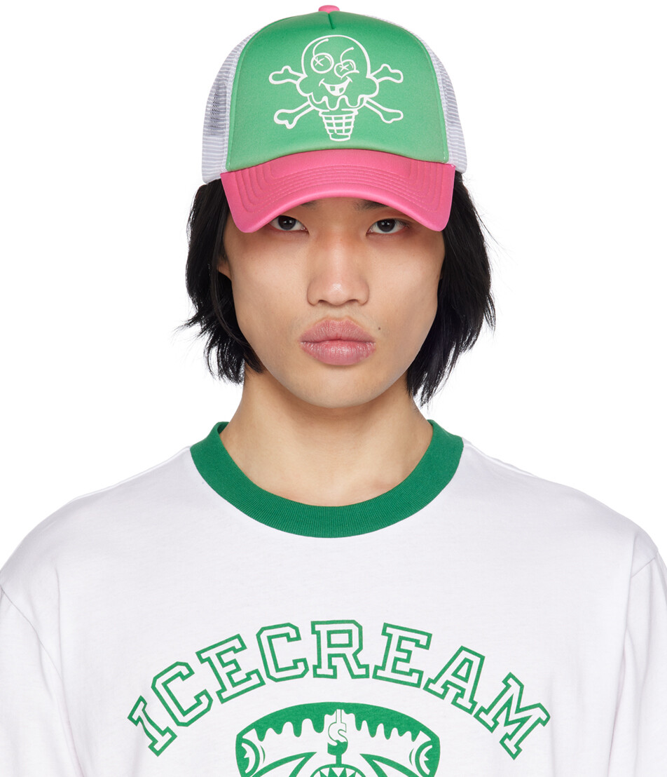 

Кепка дальнобойщика Green & White Bones & Cones ICECREAM