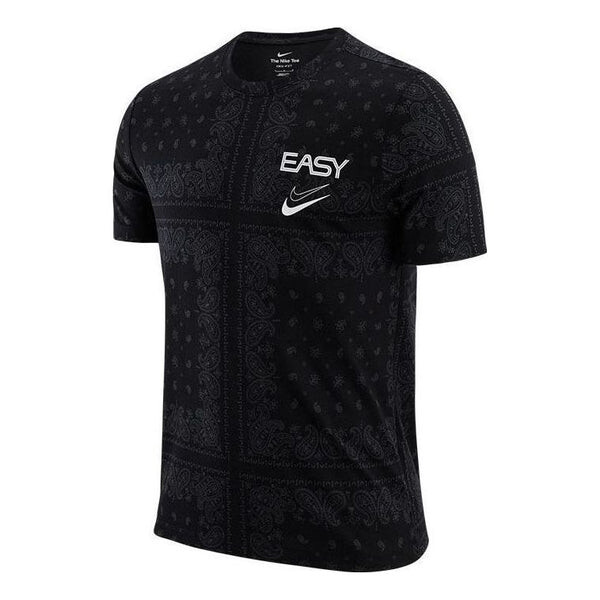 

Футболка Men's Nike Logo Cashew Printing Sports Round Neck Pullover Short Sleeve Black T-Shirt, Черный