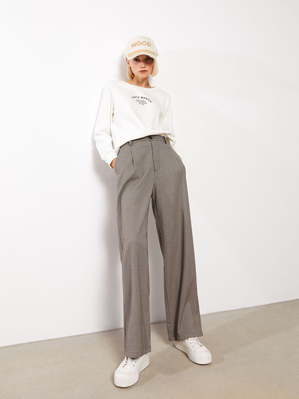

Удобные узорчатые женские брюки с узором LCW Casual, Серый