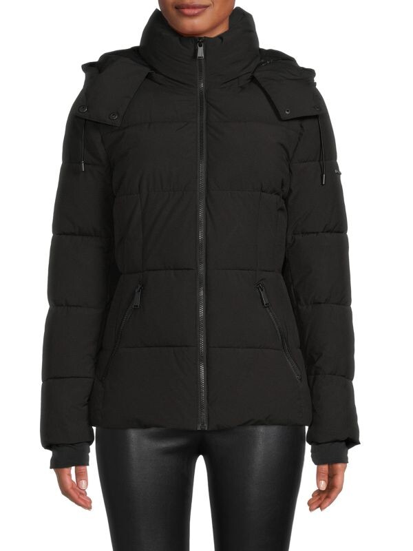 

Стеганая куртка-пуховик с капюшоном BCBGMAXAZRIA Black