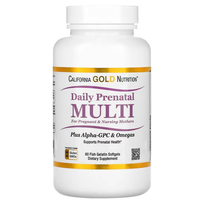 Мультивитамины для беременных California Gold Nutrition, 60 мягких желатиновых капсул california gold nutrition органическая смесь из 3 видов семян 340 г 12 унций