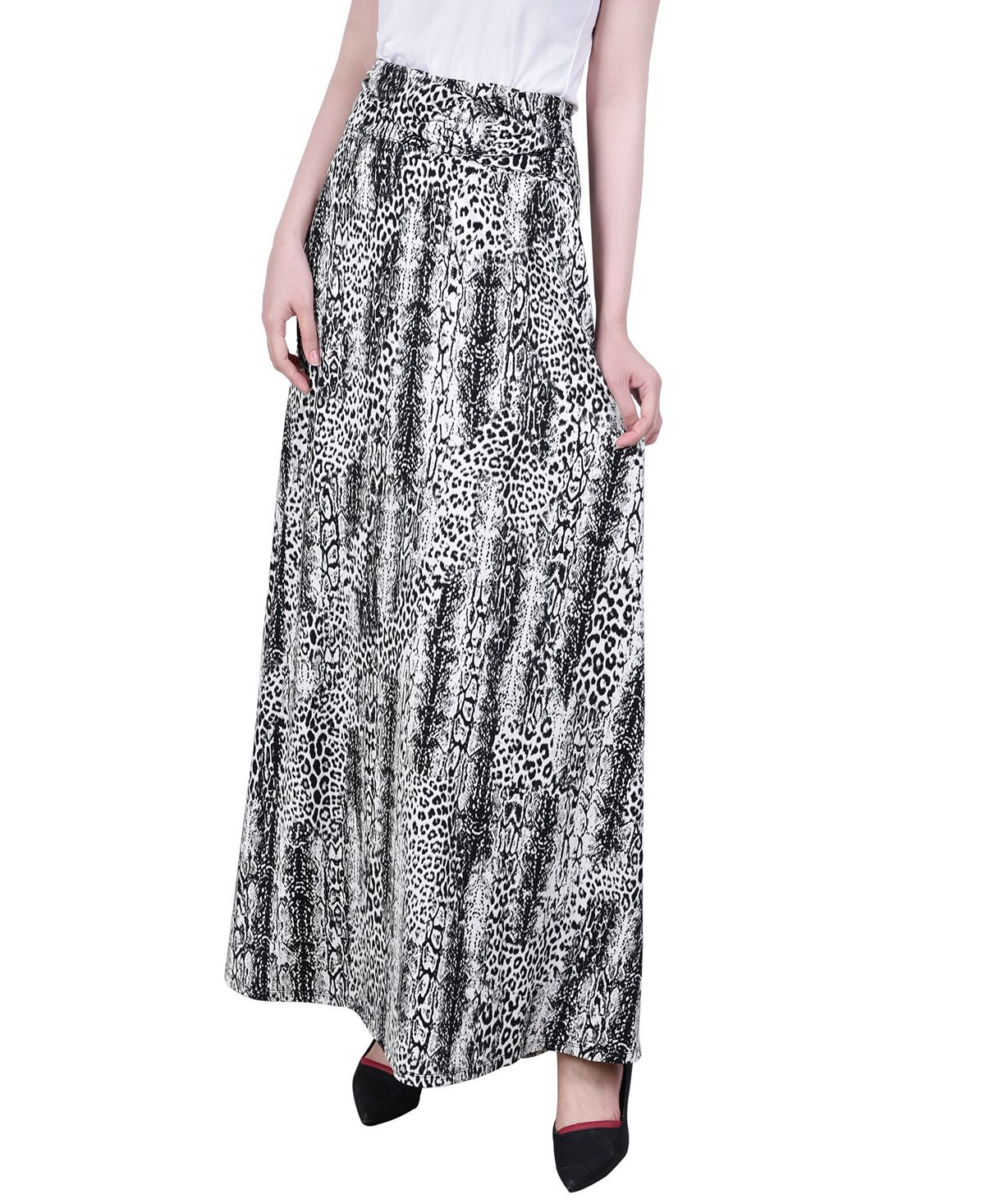 Миниатюрная длинная юбка-трапеция с искусственным поясом спереди и кольцом NY Collection, мульти юбка tj collection базовая 40 42 размер