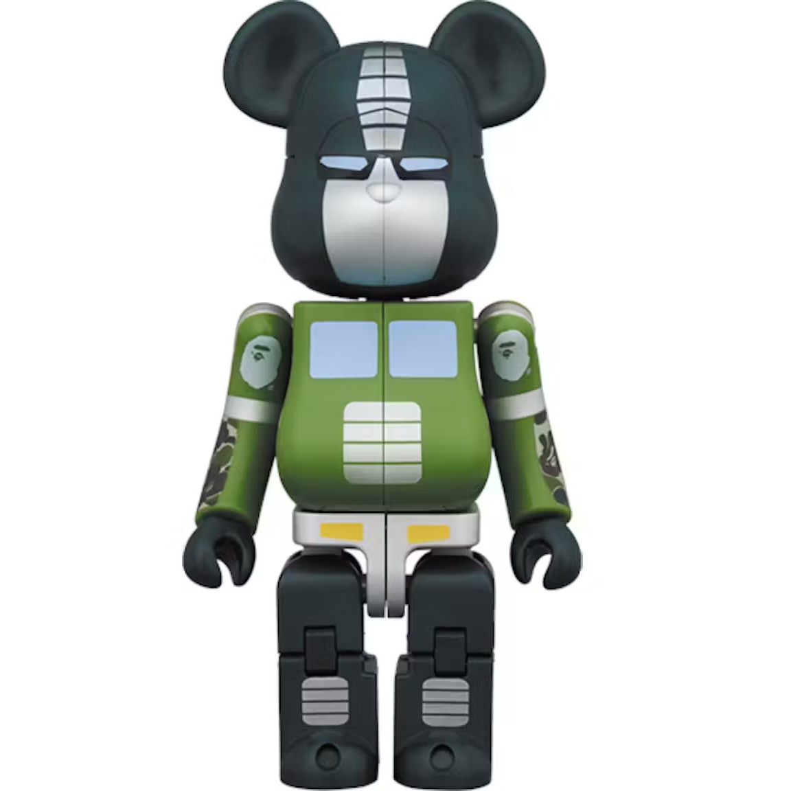 Фигурка Bearbrick x Bape x Transformers Optimus Prime 200%, зеленый бежевая куртка с вышивкой bape