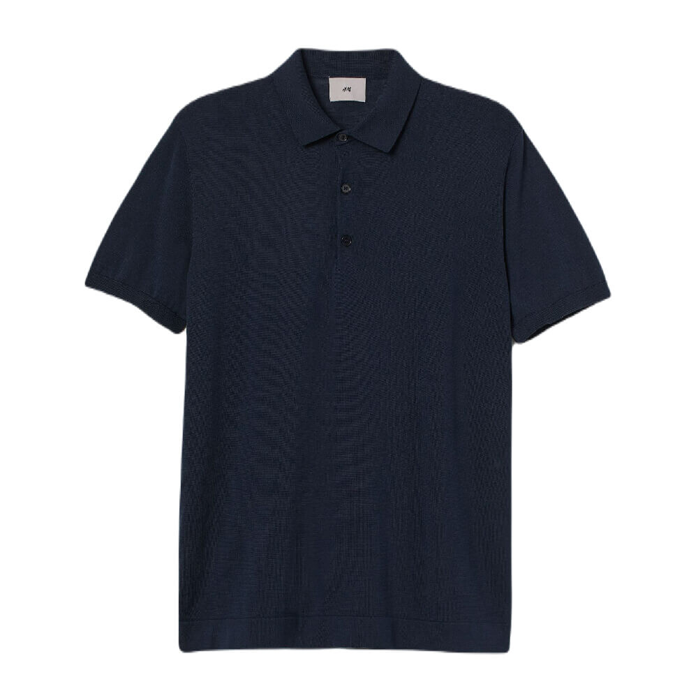 

Рубашка-поло H&M Slim Fit Silk-blend, темно-синий
