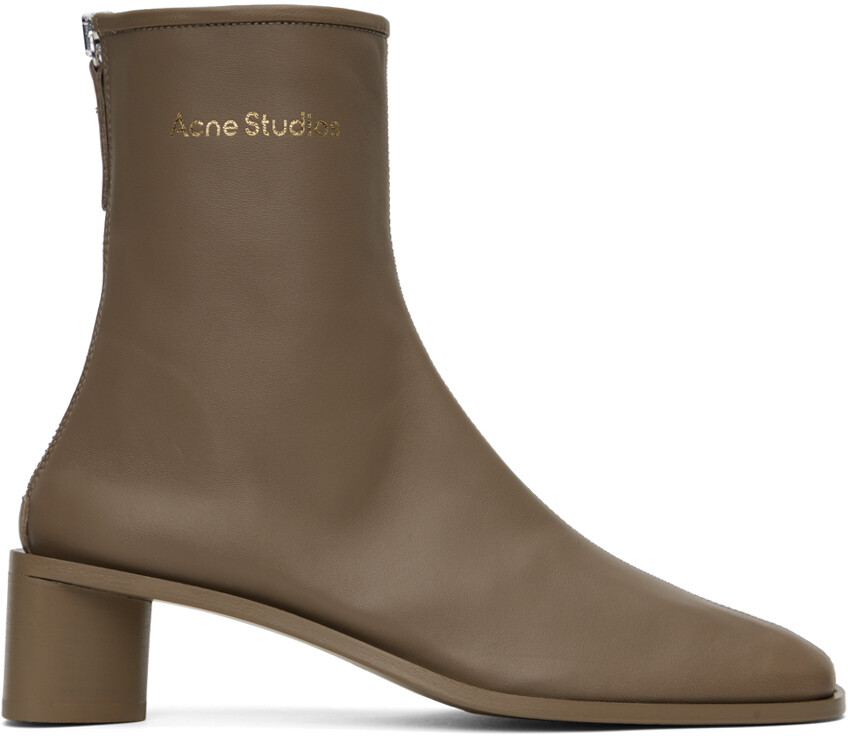 

Серо-коричневые ботинки с фирменным логотипом Acne Studios, Коричневый