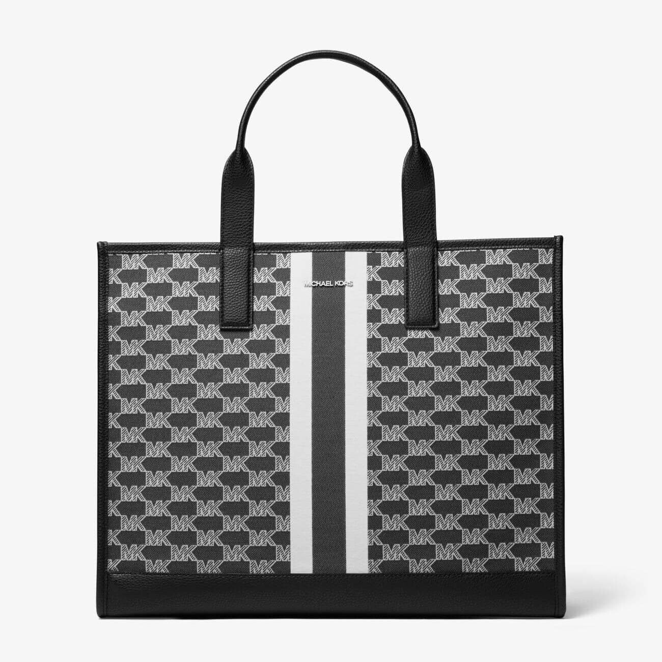 

Сумка-тоут Michael Michael Kors Cooper Striped Logo Jacquard, черный