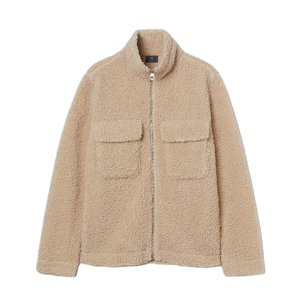

Куртка H&M Regular Fit Faux Shearling, бежевый