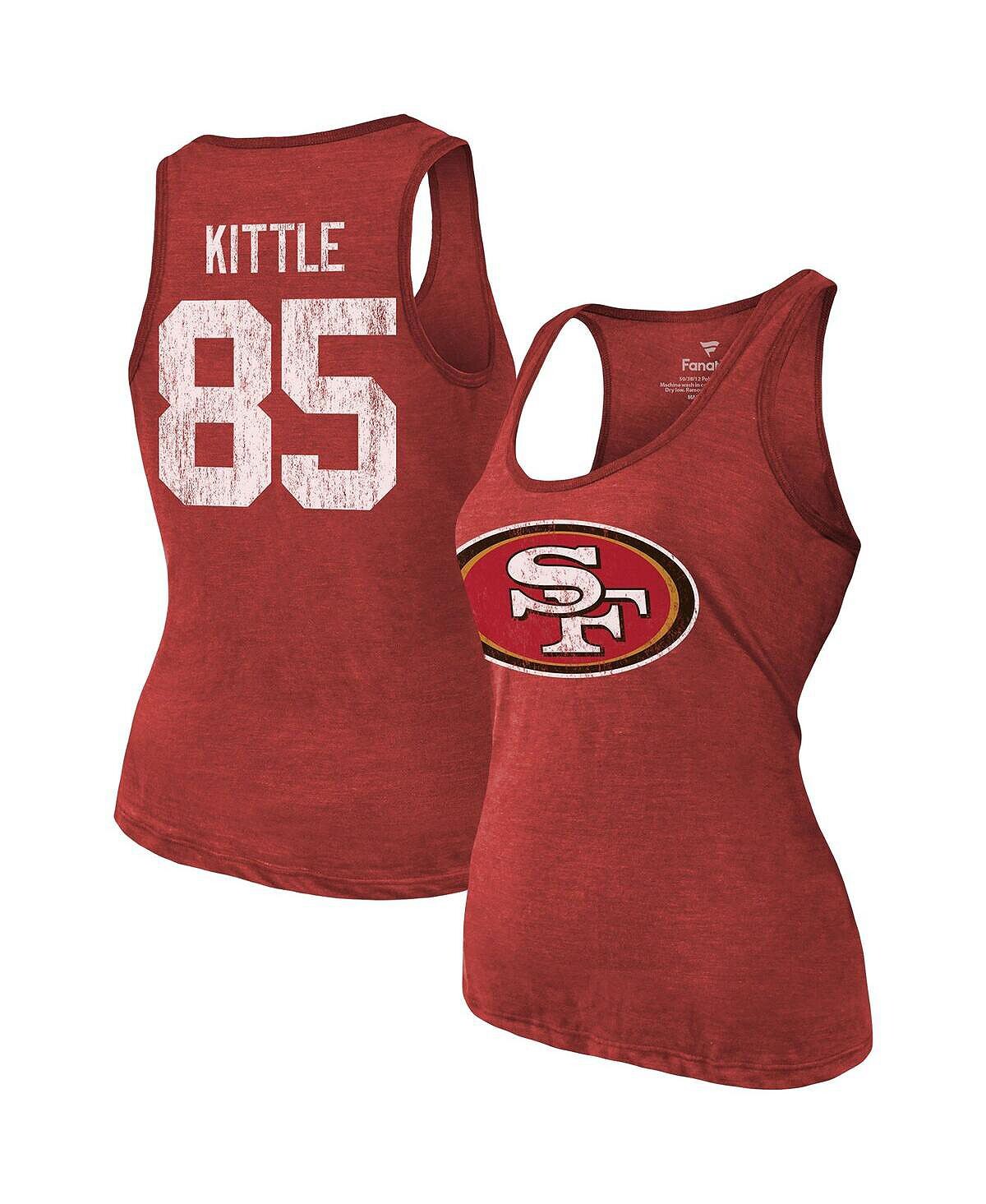 

Женская майка с названием и номером Scarlet Scarlet San Francisco 49ers Tri-Blend с нитками Majestic