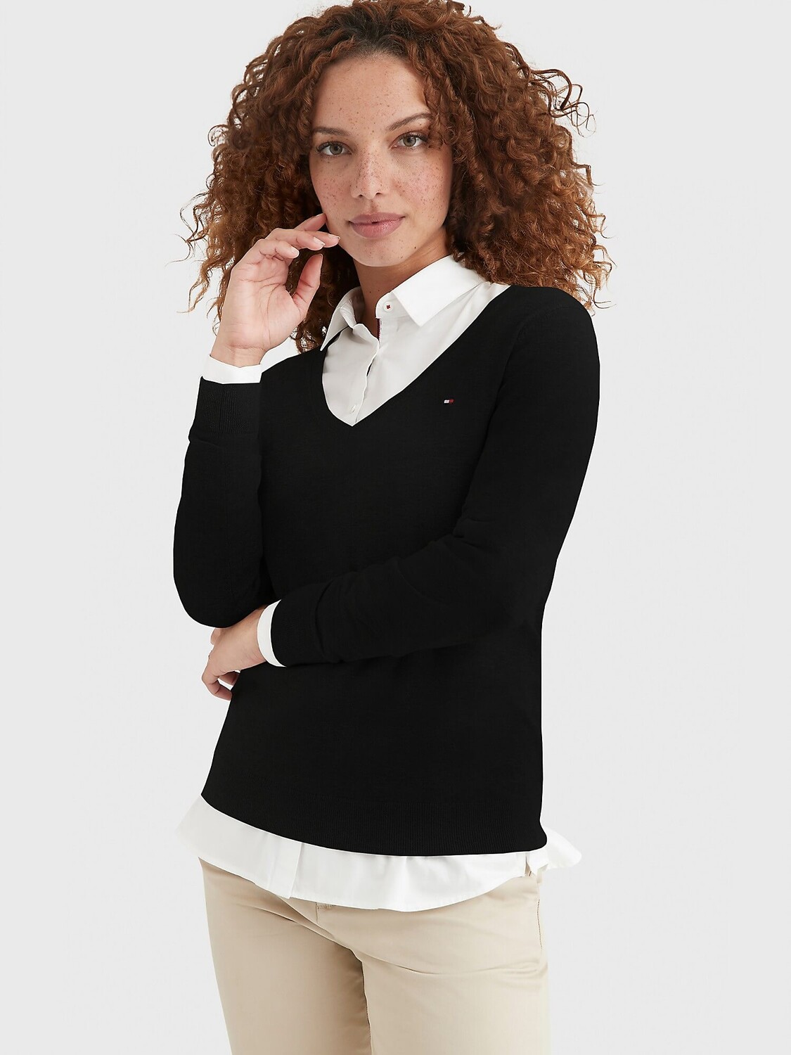 

Свитер Tommy Hilfiger Solid V-neck, чёрный
