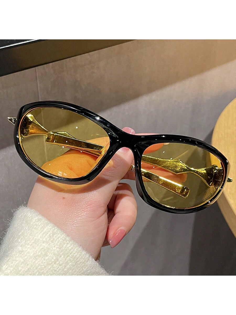 цена 1 шт. женские модные очки Y2k со звездами в стиле хип-хоп в большой оправе в форме эллипса