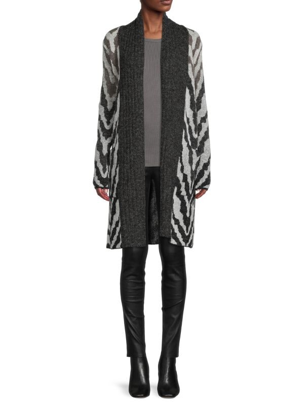 

Удлиненный открытый кардиган зебровой вязки Joseph A Ombre zebra