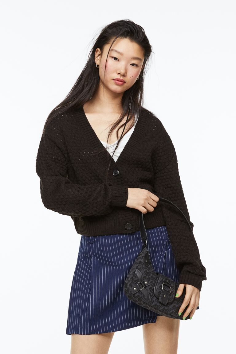 

Ажурный кардиган H&M, черный