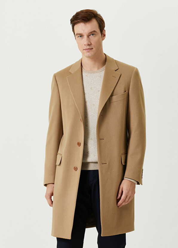 

Бежевое шерстяное пальто Canali, Бежевый