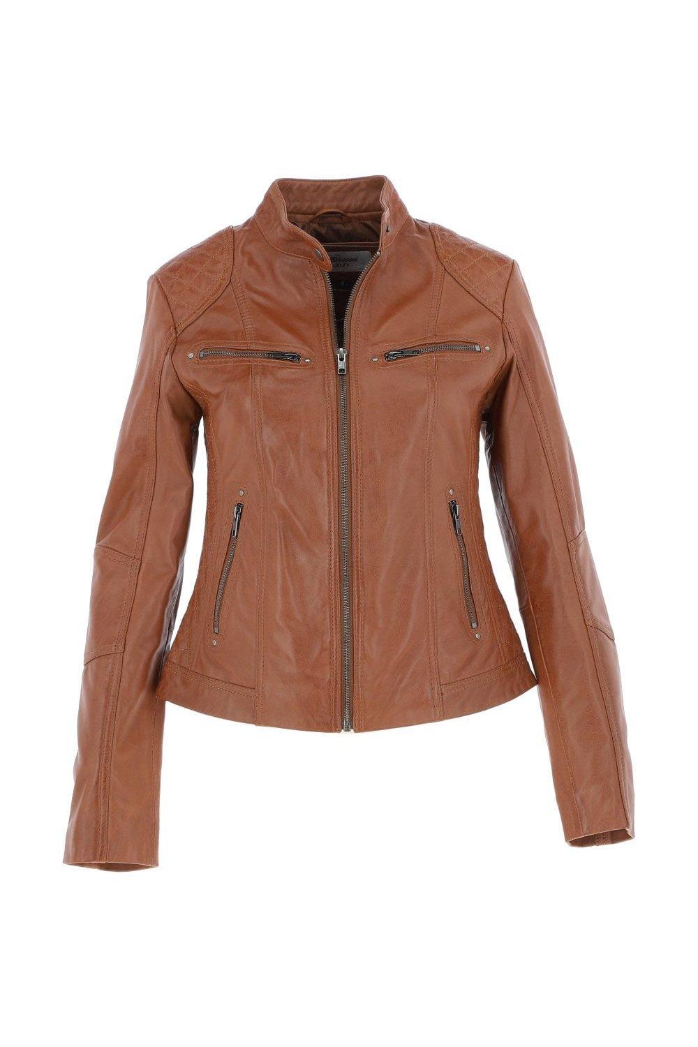 Модная куртка в байкерском стиле из натуральной кожи Donna Milano Ashwood Leather, коричневый leather jacket ad milano куртки из натуральной кожи узкого покроя
