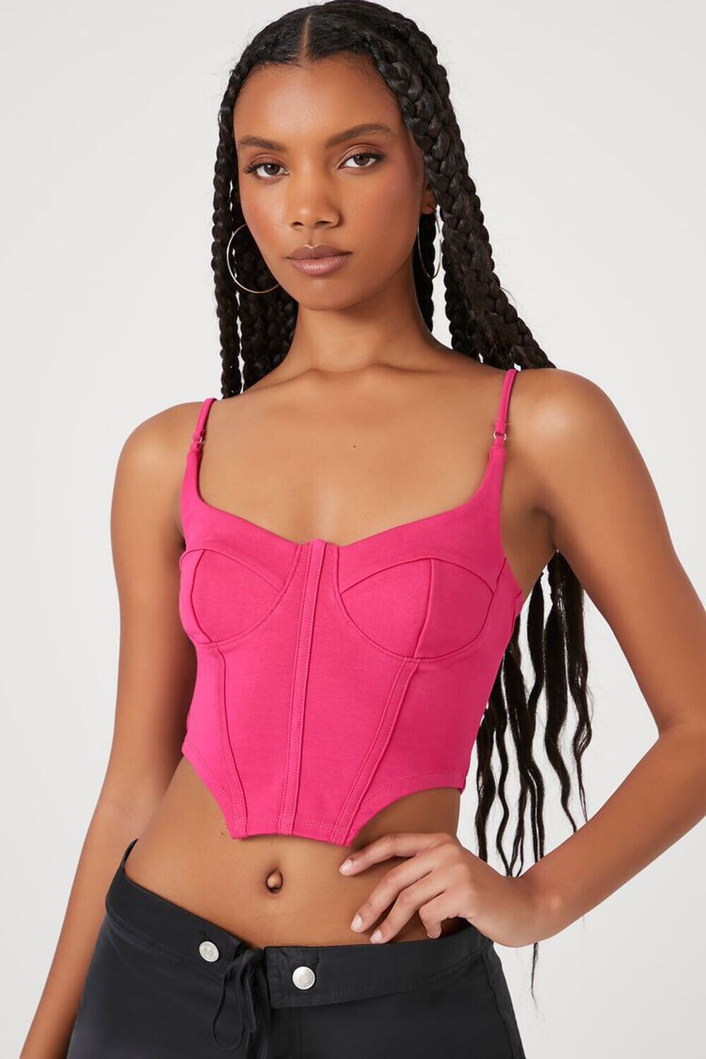 

Укороченное бюстье на майке Forever 21, розовый