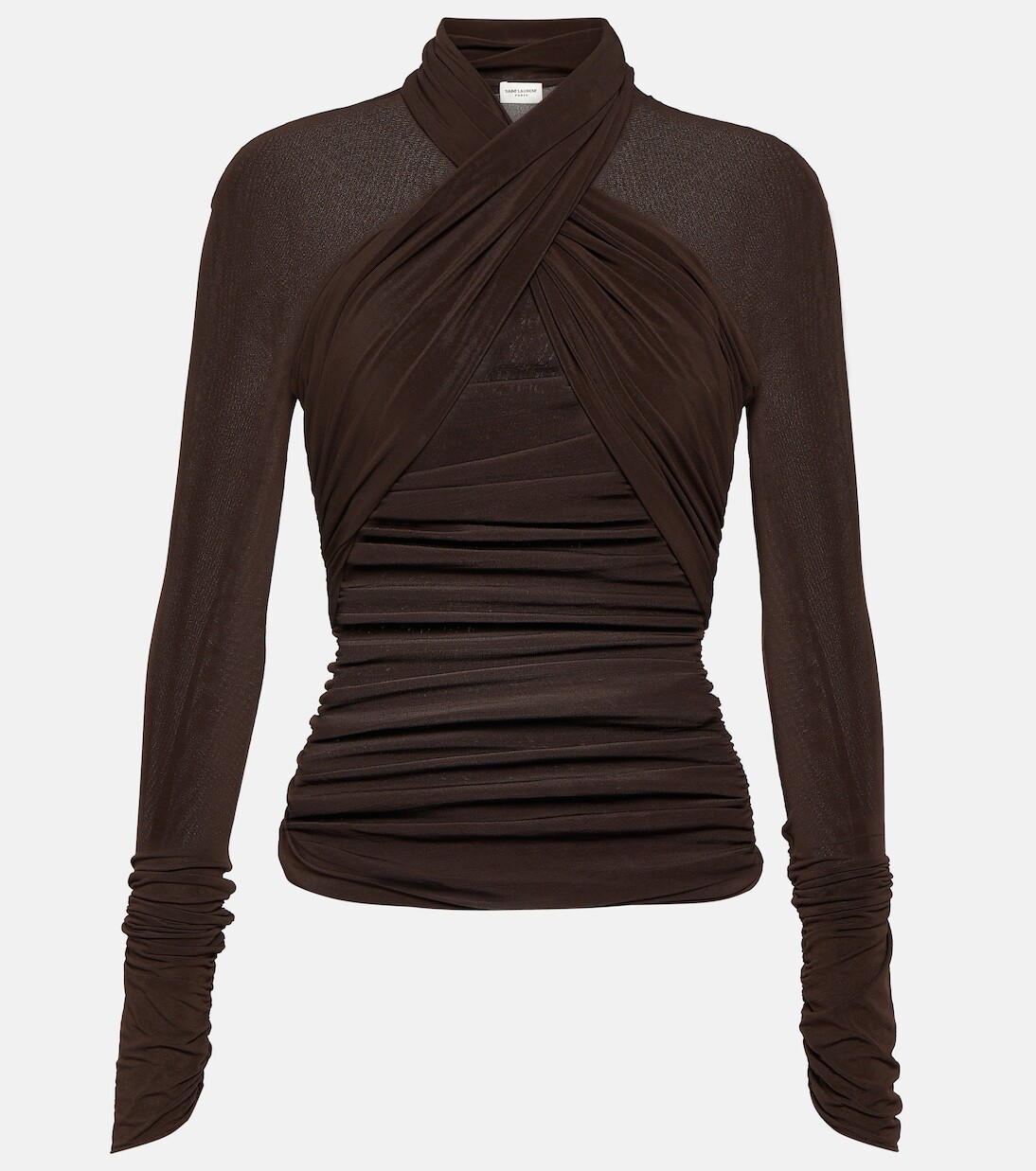 

Драпированный топ Saint Laurent, коричневый