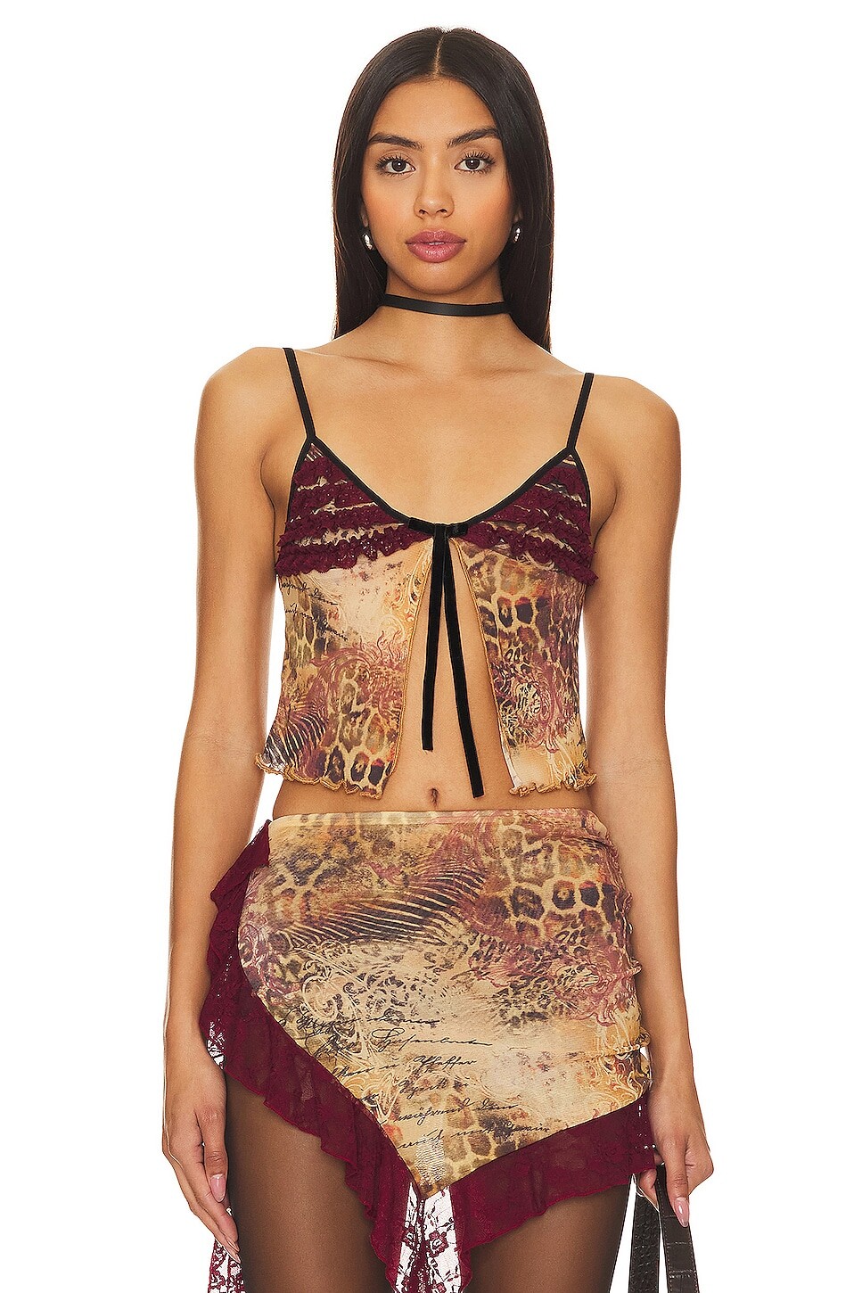 

Топ Jaded London Leopard Babydoll Cami, цвет Multi