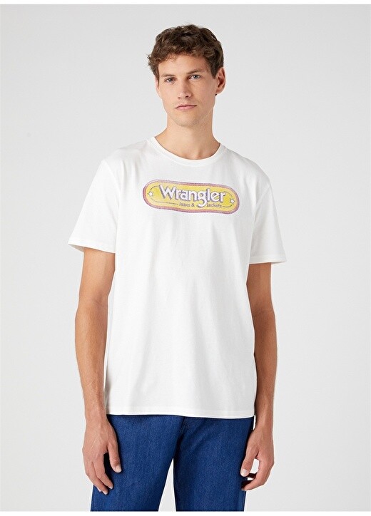 

Кремовая мужская футболка с круглым вырезом Wrangler, Бежевый