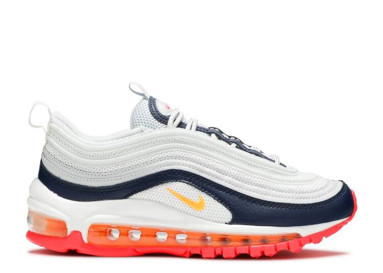 

Кроссовки Nike WMNS AIR MAX 97 'PLATINUM NAVY ORANGE', платиновый, Серый