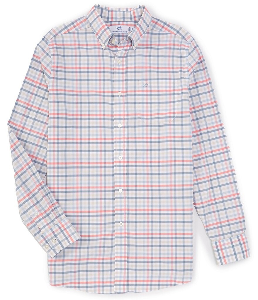 

Тканая рубашка с длинными рукавами в клетку Southern Tide Intercoastal Performance Stretch Coastal Passage Pelham Gingham, розовый