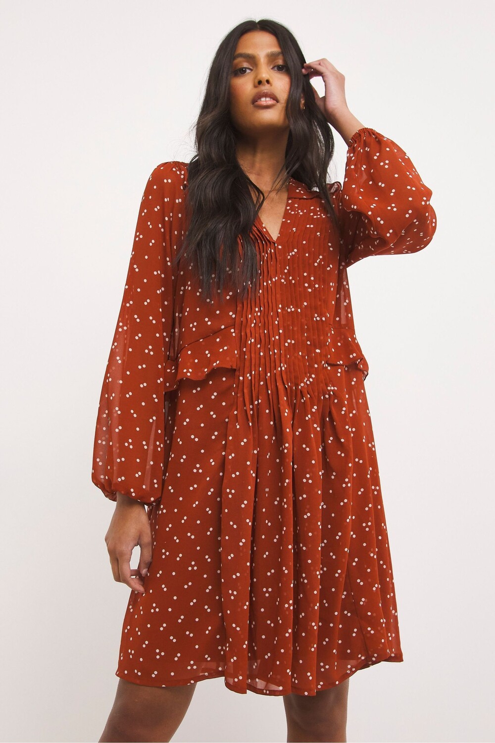 

Свободное платье Rose Spot с защипами и рукавами 3/4 JD Williams, розовый
