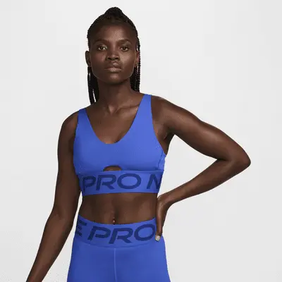 

Спортивный бюстгальтер Nike Pro Indy Plunge, цвет Hyper Royal/Deep Royal Blue/White
