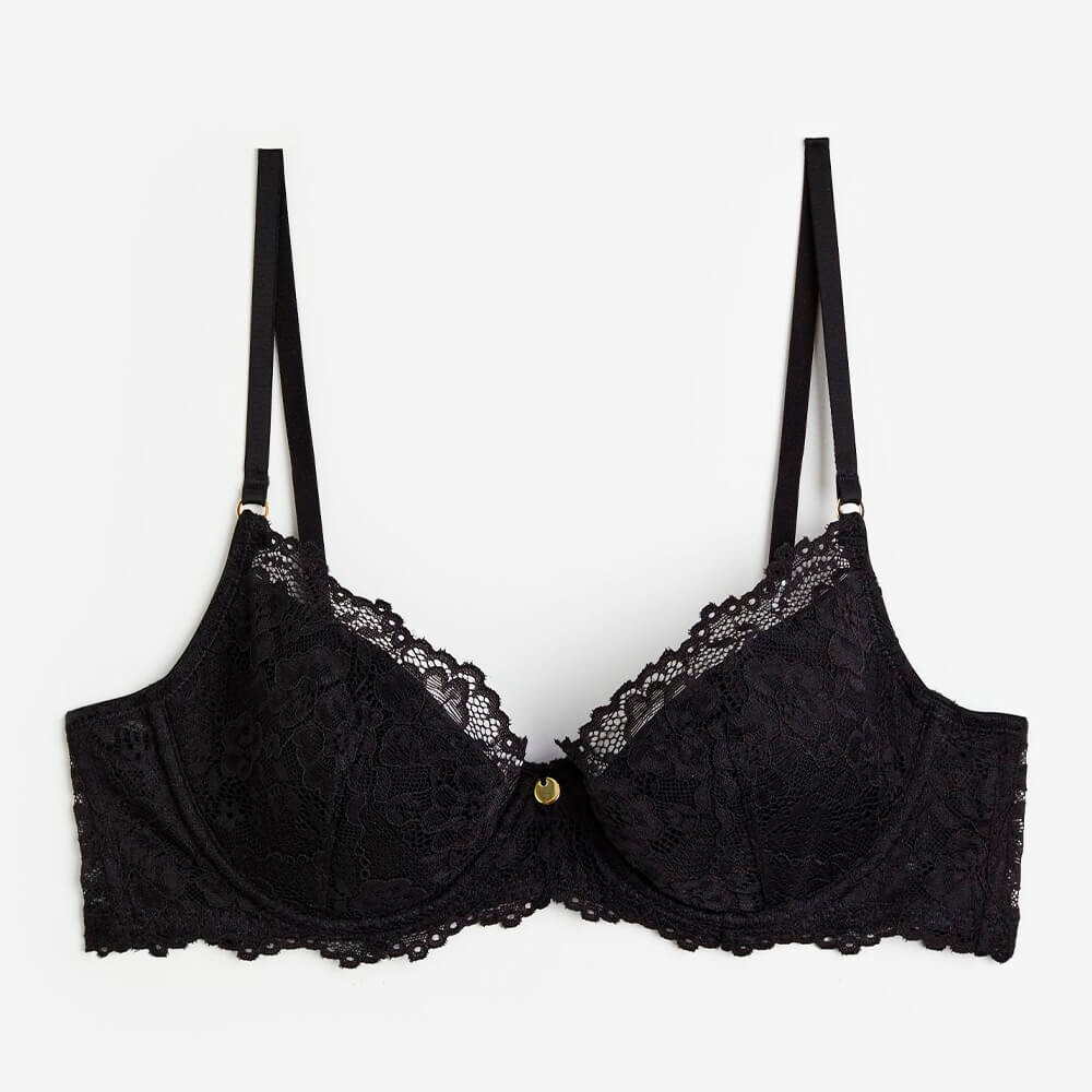 

Бюстгальтер H&M Padded Underwire Lace, черный
