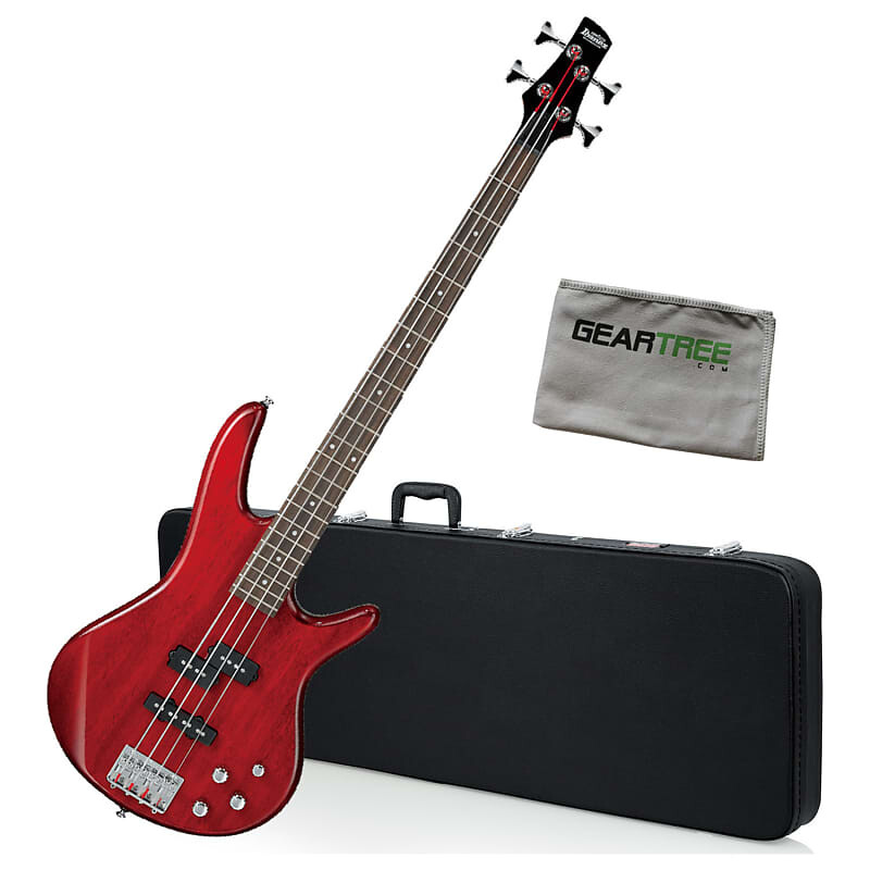 

Ibanez GSR200 4-струнная бас-гитара, прозрачная красная с жестким футляром и тканью