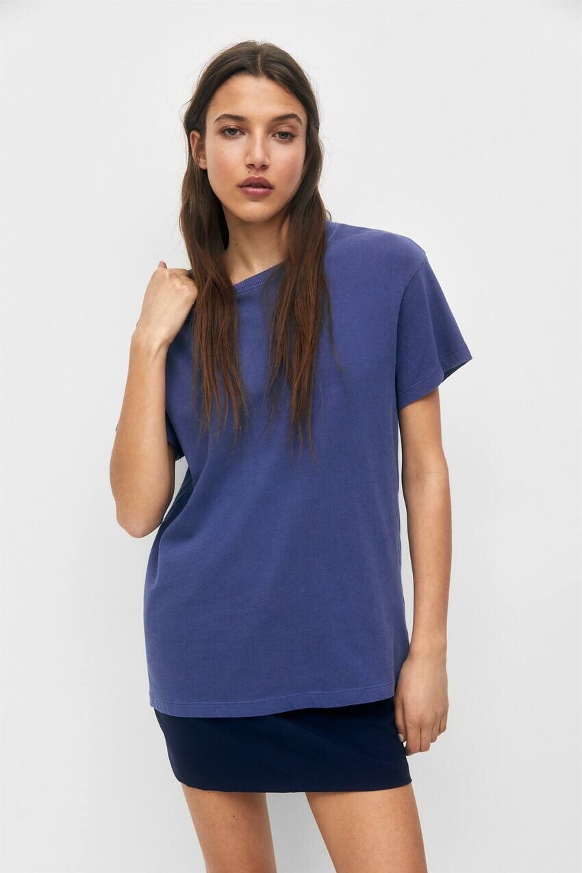 

Базовая выцветшая футболка оверсайз Pull&Bear, синий