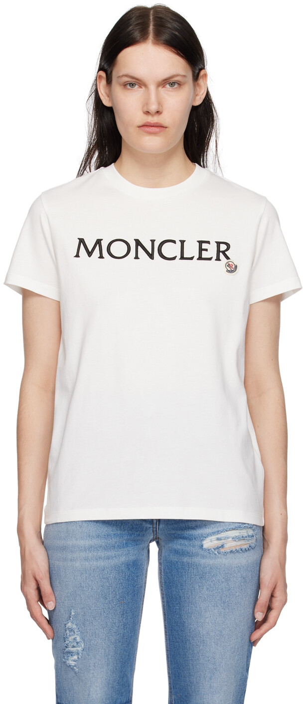 

Белая футболка с вышивкой Moncler, Белый